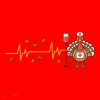 Thanksgiving Nurse Heartbeat Turkey Fall Santa Hat thumb 1