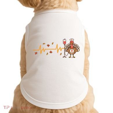 Thanksgiving Nurse Heartbeat Turkey Fall Doggie Tank