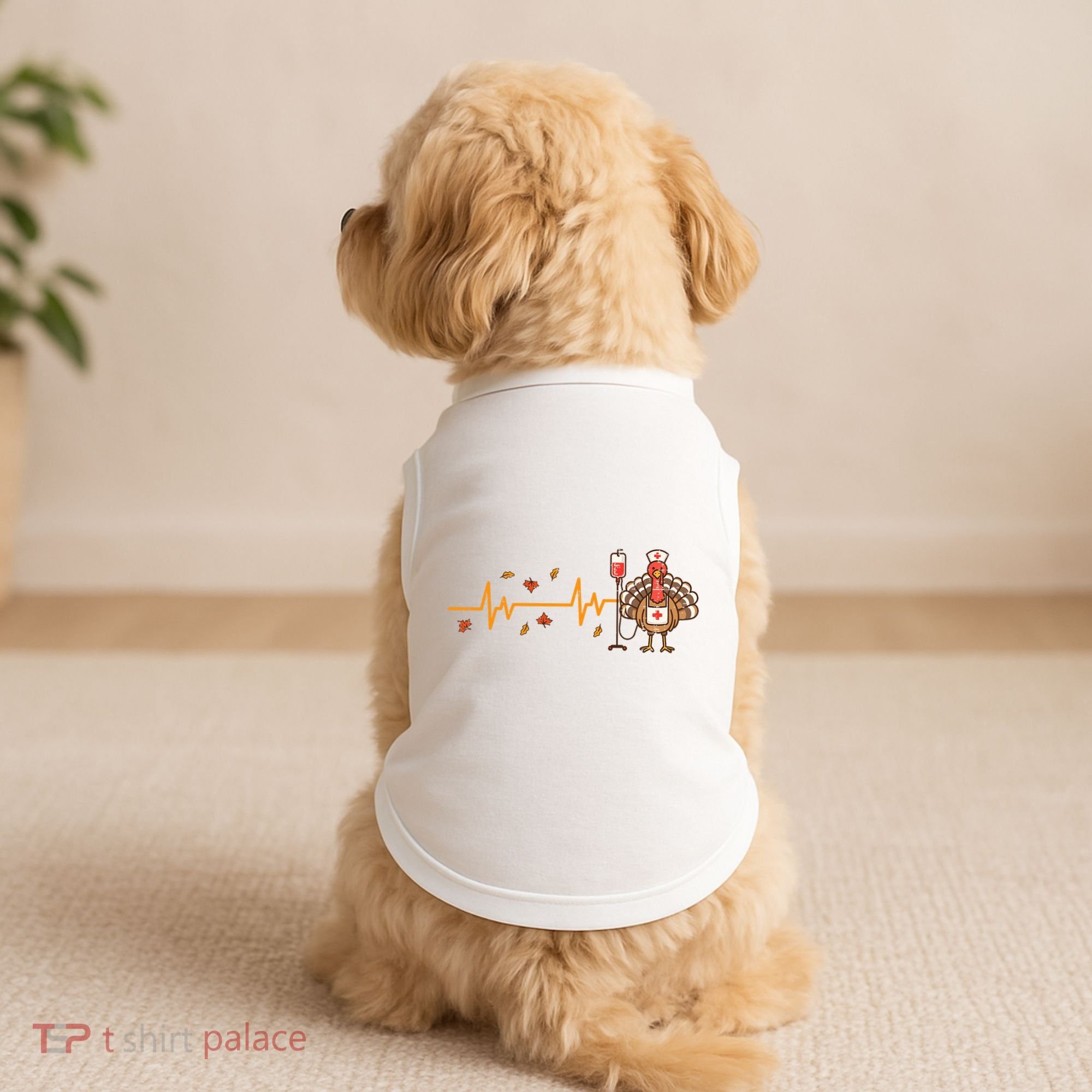 Thanksgiving Nurse Heartbeat Turkey Fall Doggie Tank