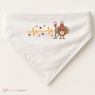 Thanksgiving Nurse Heartbeat Turkey Fall USA-Made Doggie Bandana