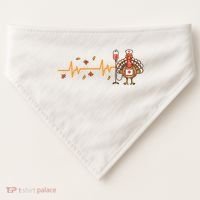 Thanksgiving Nurse Heartbeat Turkey Fall USA-Made Doggie Bandana thumb 0
