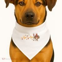 Thanksgiving Nurse Heartbeat Turkey Fall USA-Made Doggie Bandana thumb 1