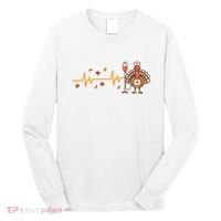 Thanksgiving Nurse Heartbeat Turkey Fall Long Sleeve Shirt thumb 0