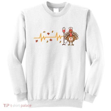 Thanksgiving Nurse Heartbeat Turkey Fall Sweatshirt