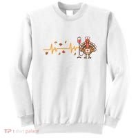 Thanksgiving Nurse Heartbeat Turkey Fall Sweatshirt thumb 0