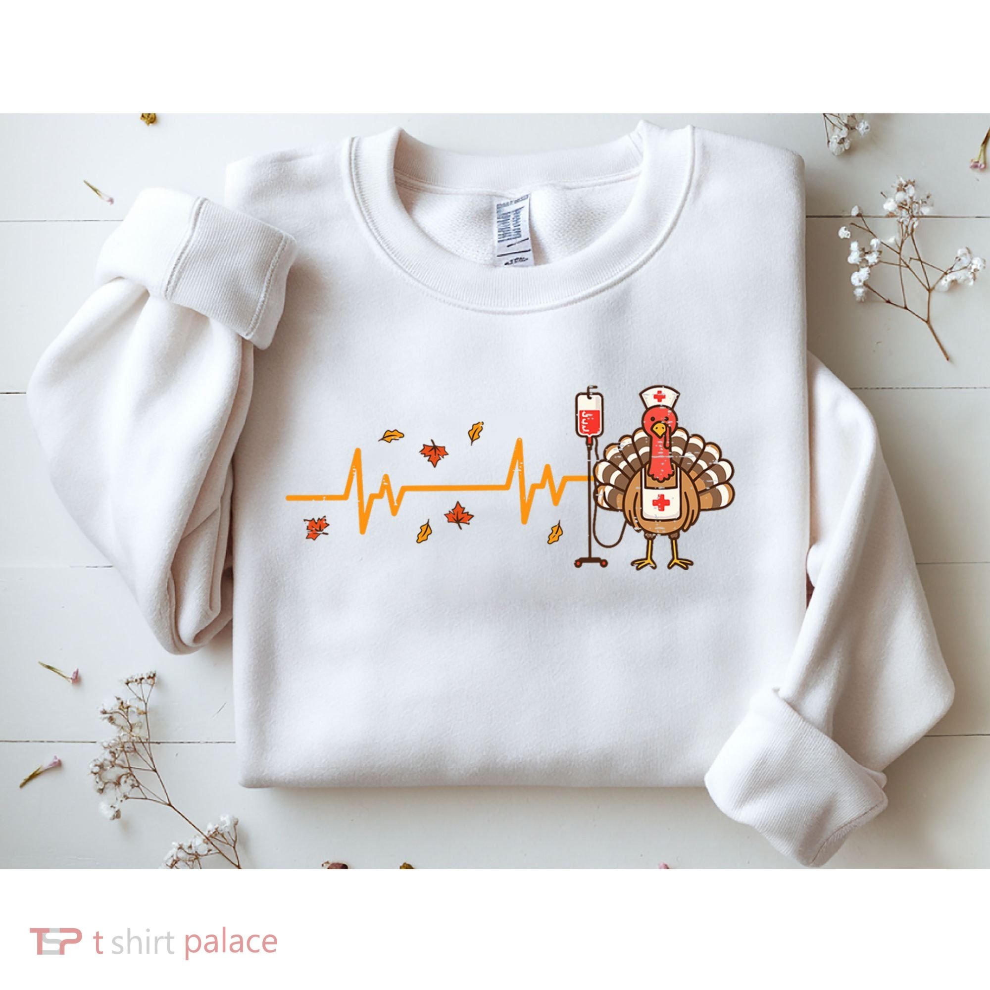 Thanksgiving Nurse Heartbeat Turkey Fall Sweatshirt