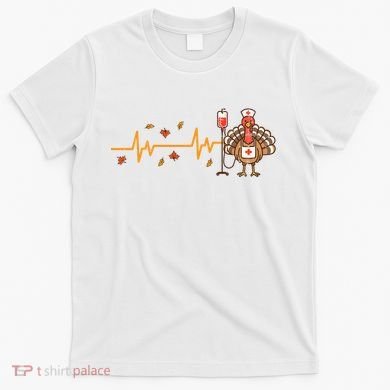 Thanksgiving Nurse Heartbeat Turkey Fall T-Shirt