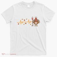 Thanksgiving Nurse Heartbeat Turkey Fall T-Shirt thumb 0