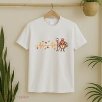 Thanksgiving Nurse Heartbeat Turkey Fall T-Shirt thumb 2