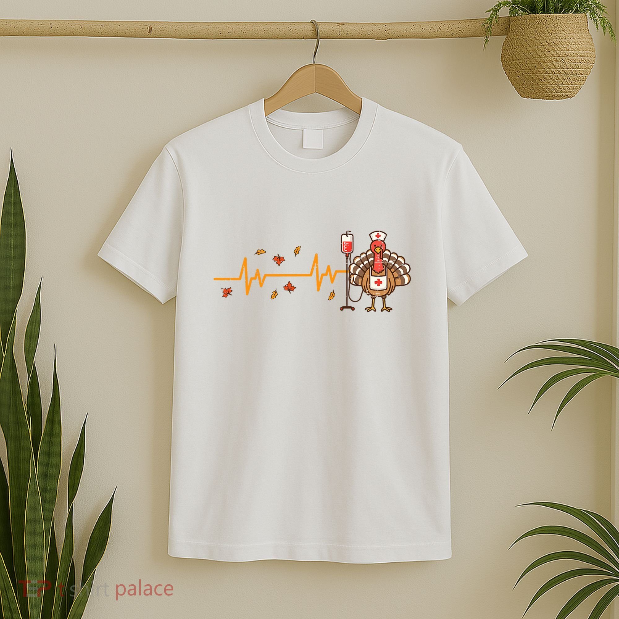 Thanksgiving Nurse Heartbeat Turkey Fall T-Shirt
