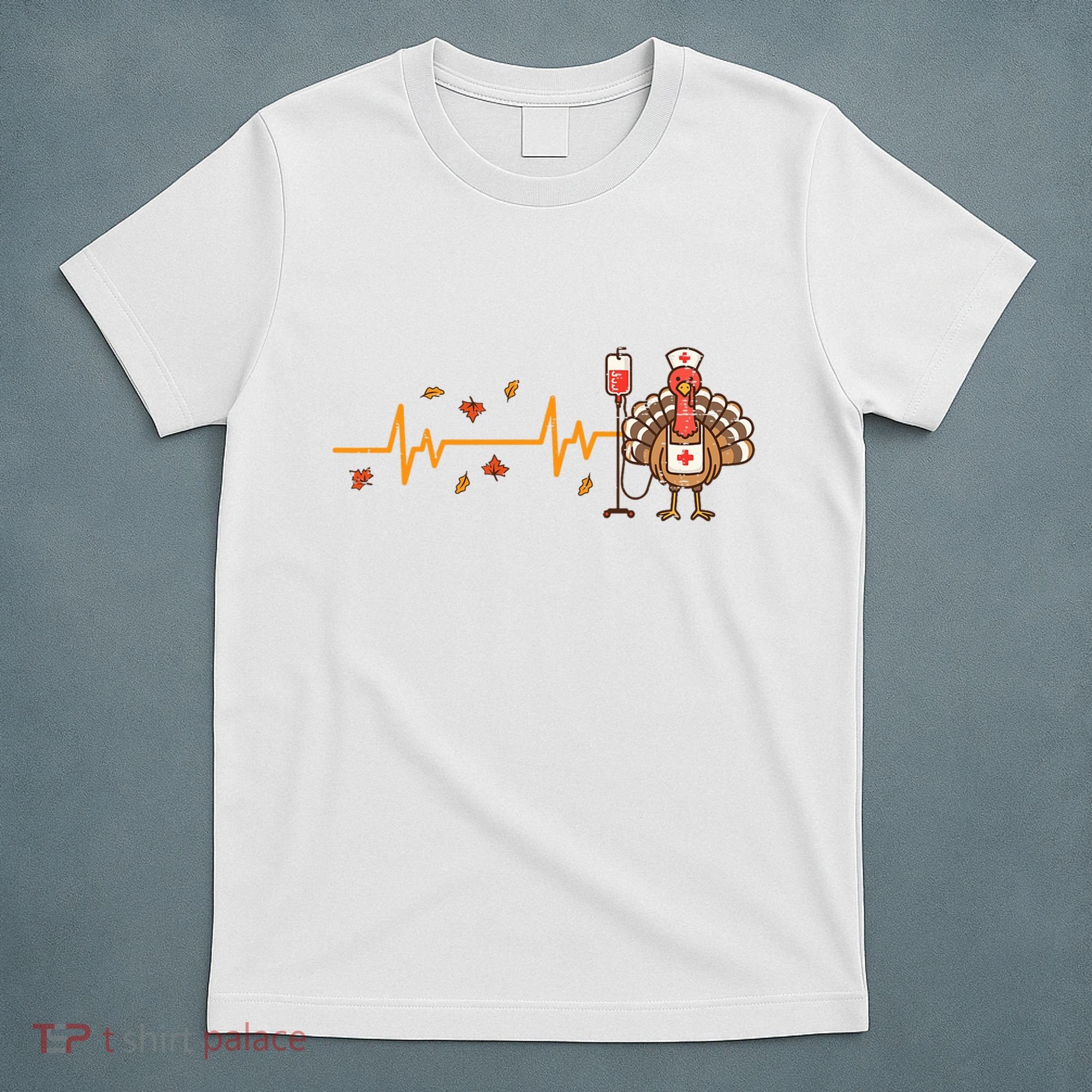 Thanksgiving Nurse Heartbeat Turkey Fall T-Shirt
