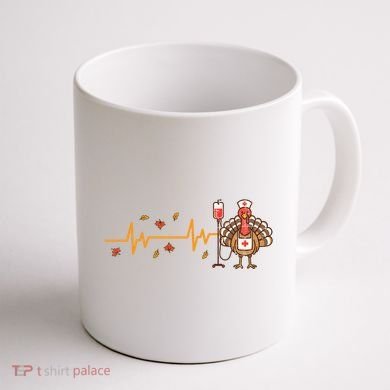 Thanksgiving Nurse Heartbeat Turkey Fall Coffee Mug back