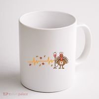 Thanksgiving Nurse Heartbeat Turkey Fall Coffee Mug thumb 1