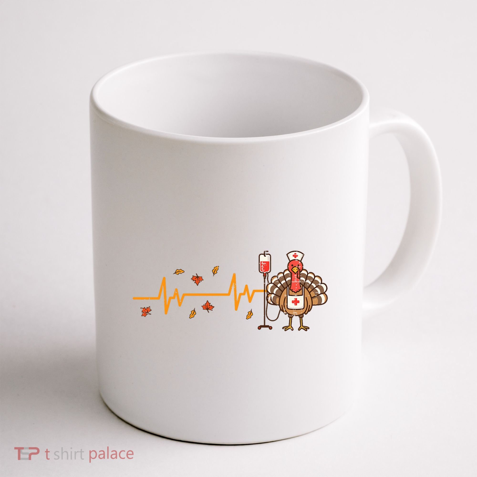 Thanksgiving Nurse Heartbeat Turkey Fall Coffee Mug