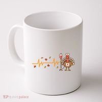 Thanksgiving Nurse Heartbeat Turkey Fall Coffee Mug thumb 0