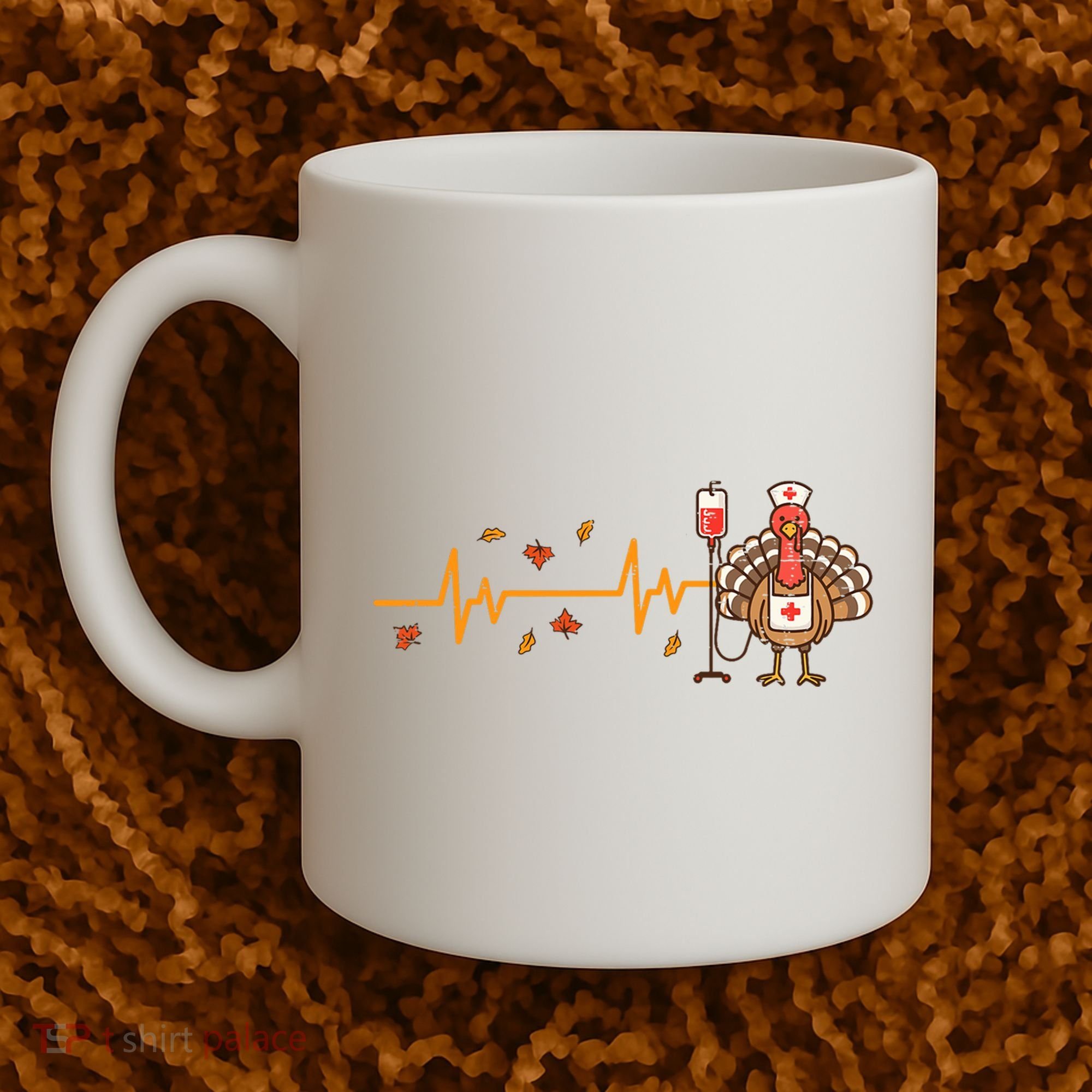 Thanksgiving Nurse Heartbeat Turkey Fall Coffee Mug