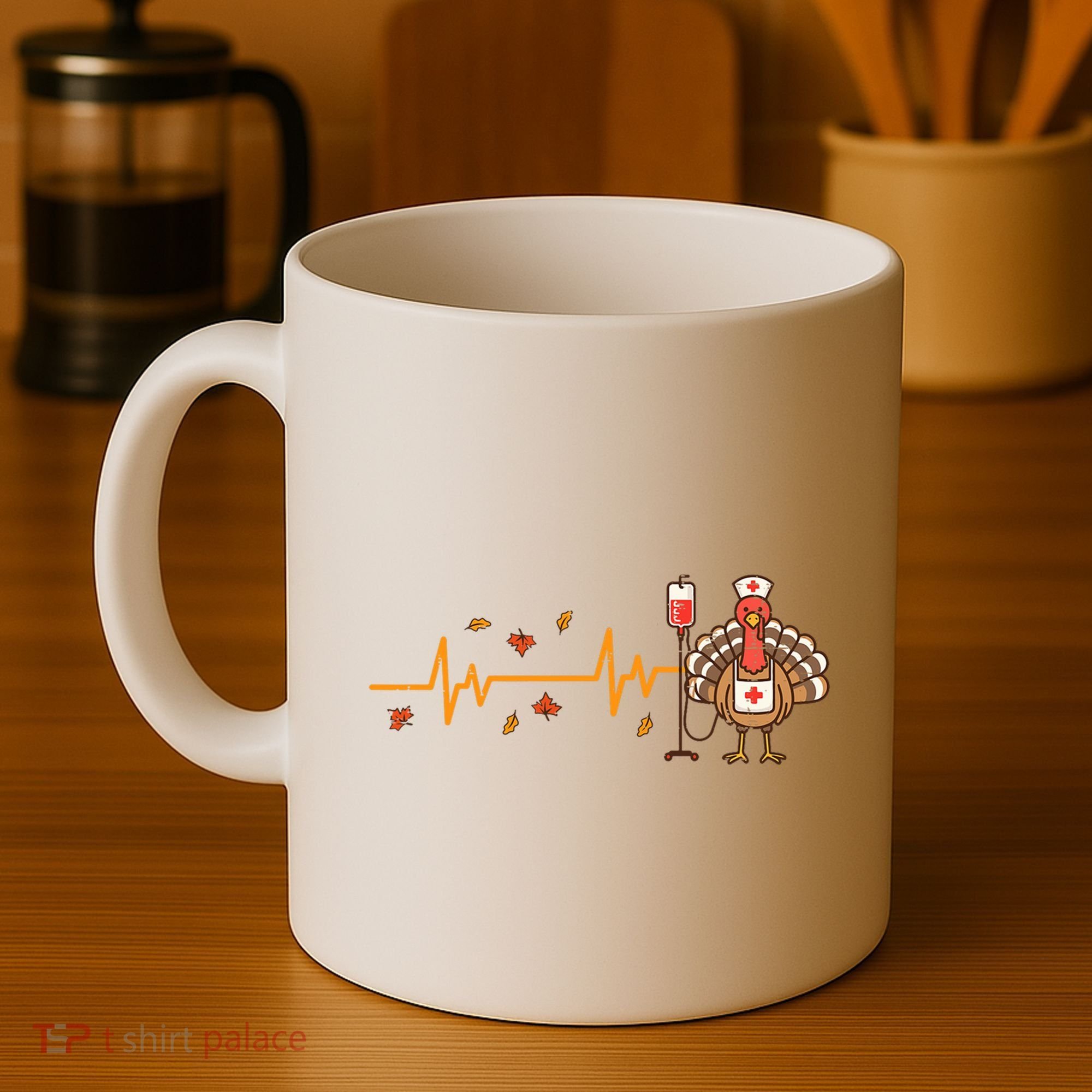 Thanksgiving Nurse Heartbeat Turkey Fall Coffee Mug