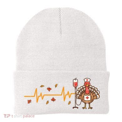 Thanksgiving Nurse Heartbeat Turkey Fall Beanie