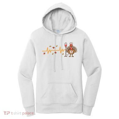 Thanksgiving Nurse Heartbeat Turkey Fall Women's Hoodie
