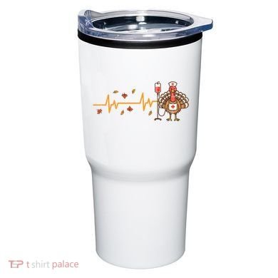 Thanksgiving Nurse Heartbeat Turkey Fall Tumbler