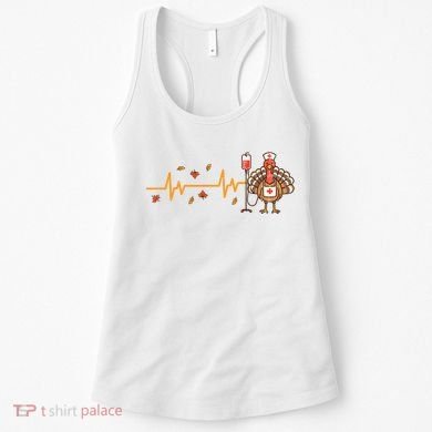 Thanksgiving Nurse Heartbeat Turkey Fall Women's Tank Top