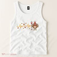 Thanksgiving Nurse Heartbeat Turkey Fall Tank Top thumb 2