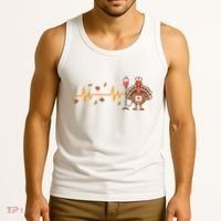 Thanksgiving Nurse Heartbeat Turkey Fall Tank Top thumb 3