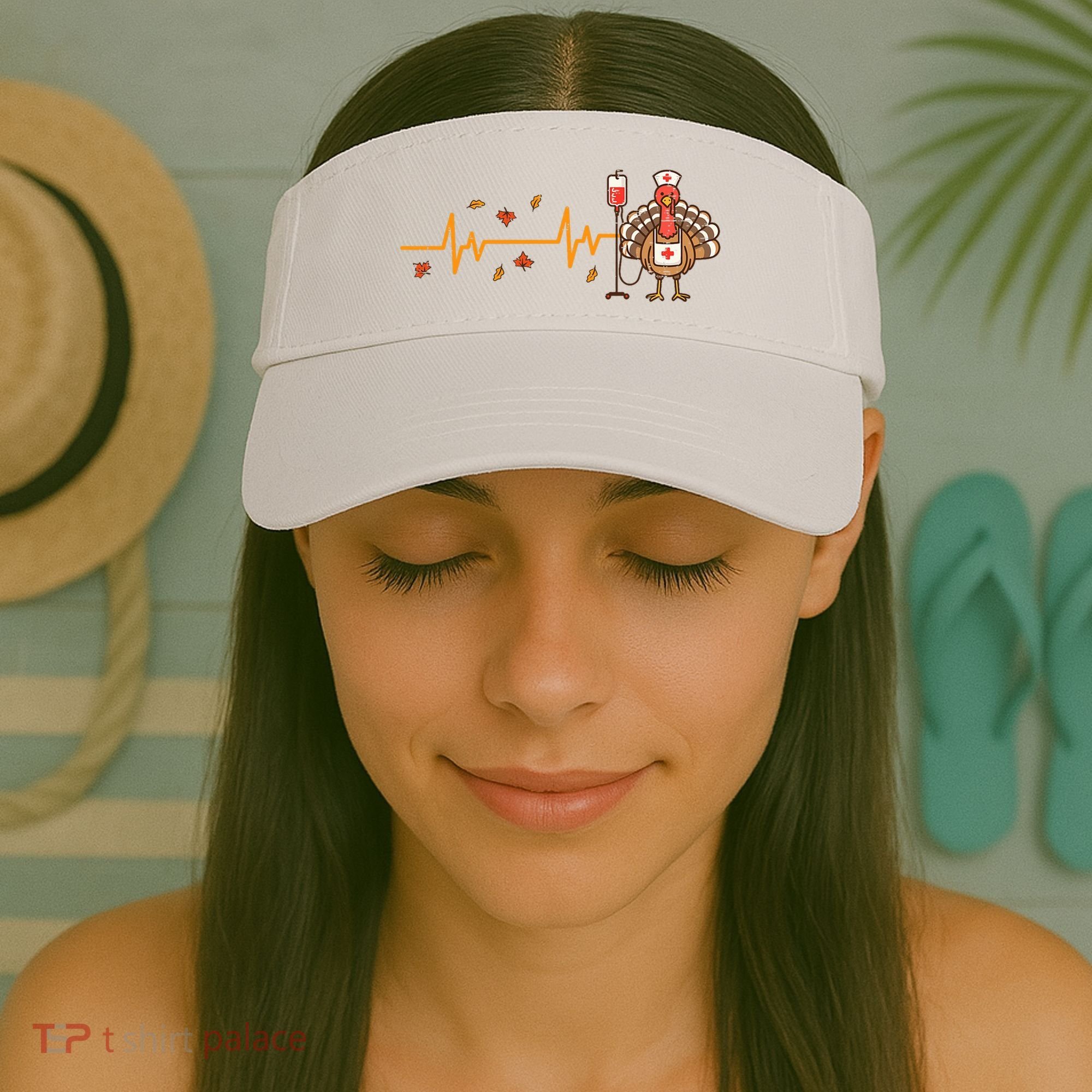 Thanksgiving Nurse Heartbeat Turkey Fall Visor