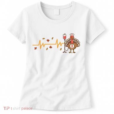 Thanksgiving Nurse Heartbeat Turkey Fall Women's T-Shirt