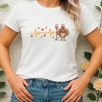 Thanksgiving Nurse Heartbeat Turkey Fall Women's T-Shirt thumb 2