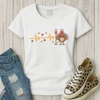 Thanksgiving Nurse Heartbeat Turkey Fall Women's T-Shirt thumb 3