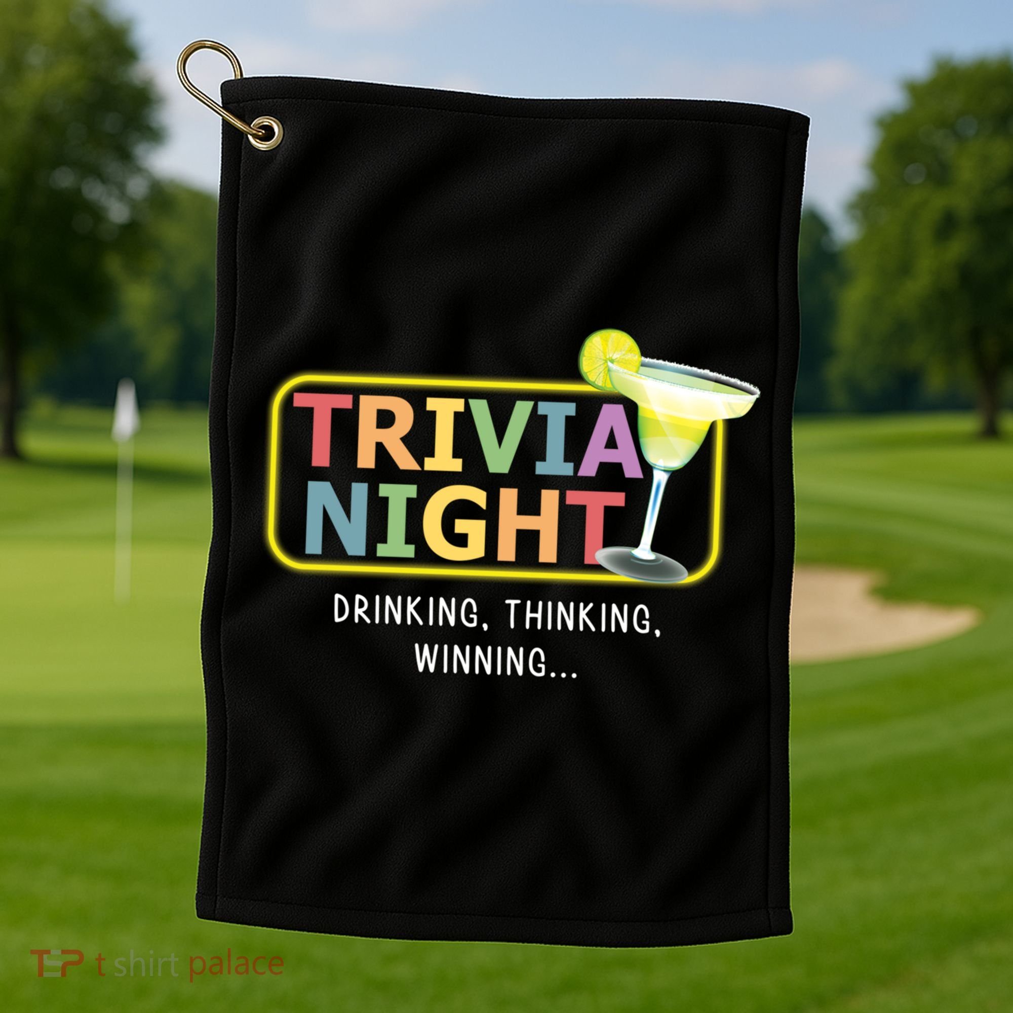 Trivia Night Ing Thinking Winning Quiz Game Cool Gift Golf Towel