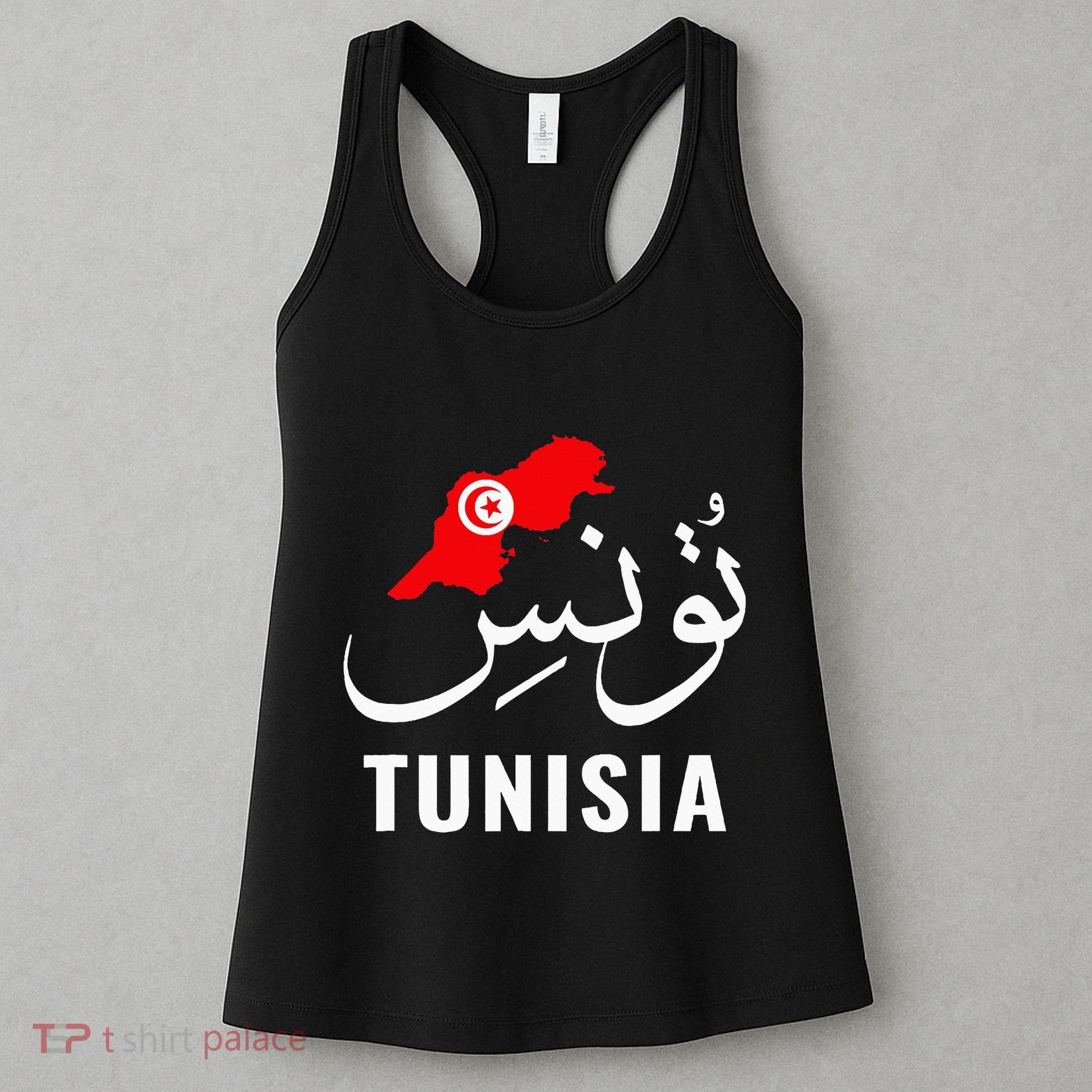 Tunisia Name In Arabic Tunisia Map Tunisian Flag Tunisia Women's Tank Top