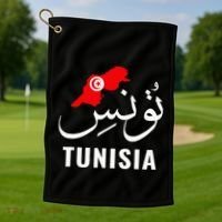 Tunisia Name In Arabic Tunisia Map Tunisian Flag Tunisia Golf Towel thumb 1