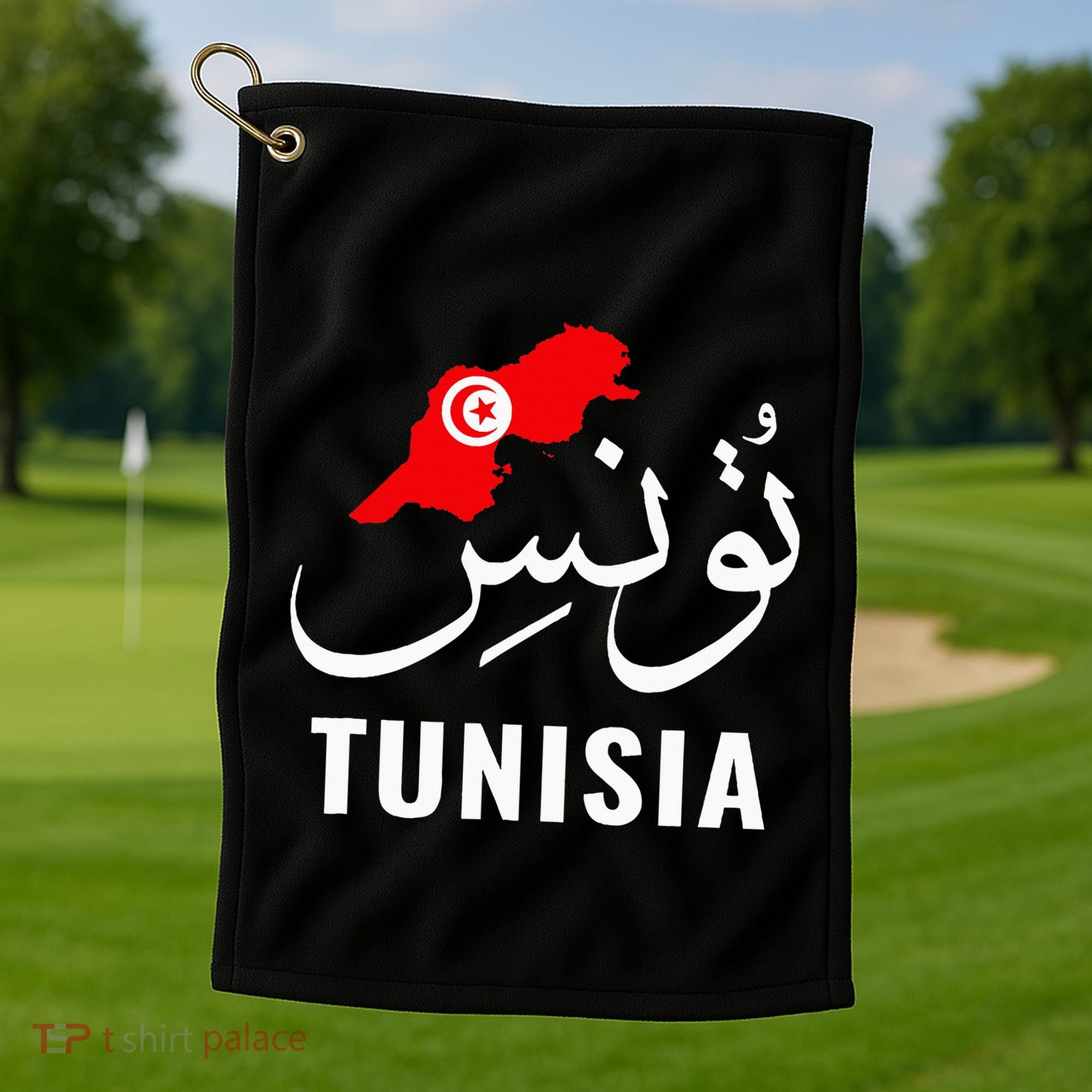 Tunisia Name In Arabic Tunisia Map Tunisian Flag Tunisia Golf Towel