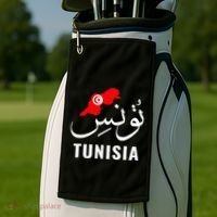 Tunisia Name In Arabic Tunisia Map Tunisian Flag Tunisia Golf Towel thumb 2
