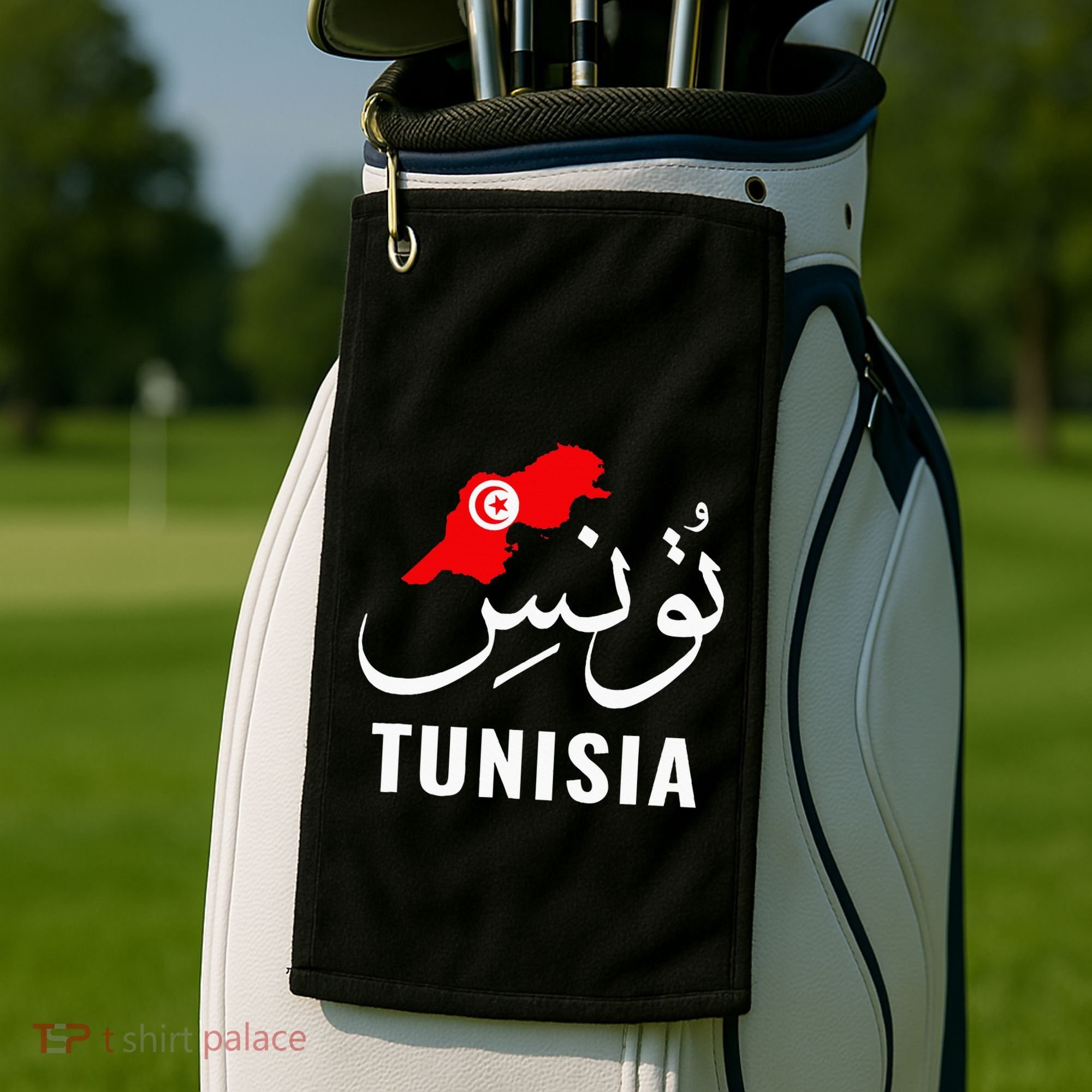 Tunisia Name In Arabic Tunisia Map Tunisian Flag Tunisia Golf Towel