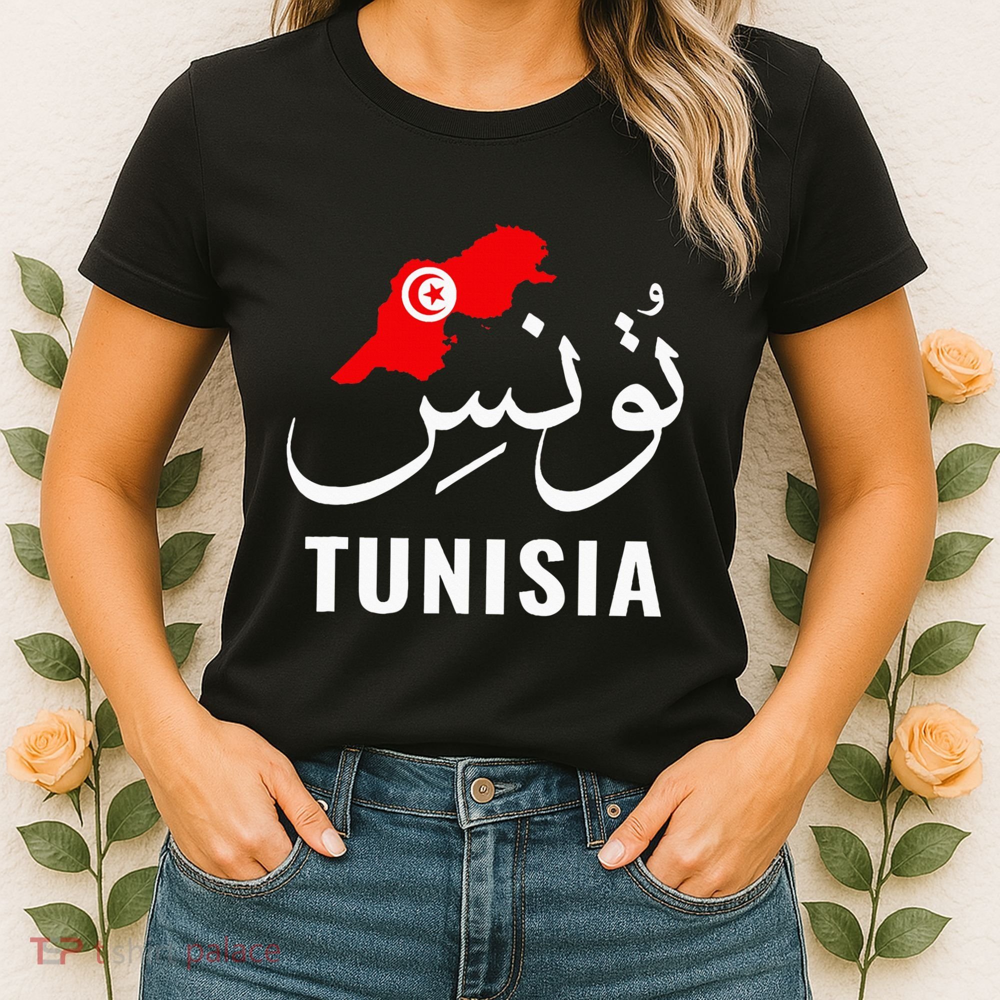 Tunisia Name In Arabic Tunisia Map Tunisian Flag Tunisia Women's T-Shirt