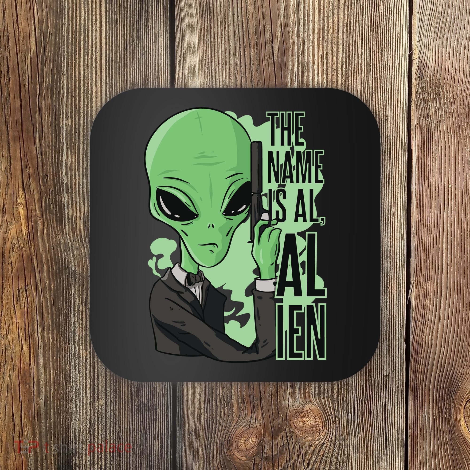 The Name Is Alien Funny Spy Cartoon Coaster