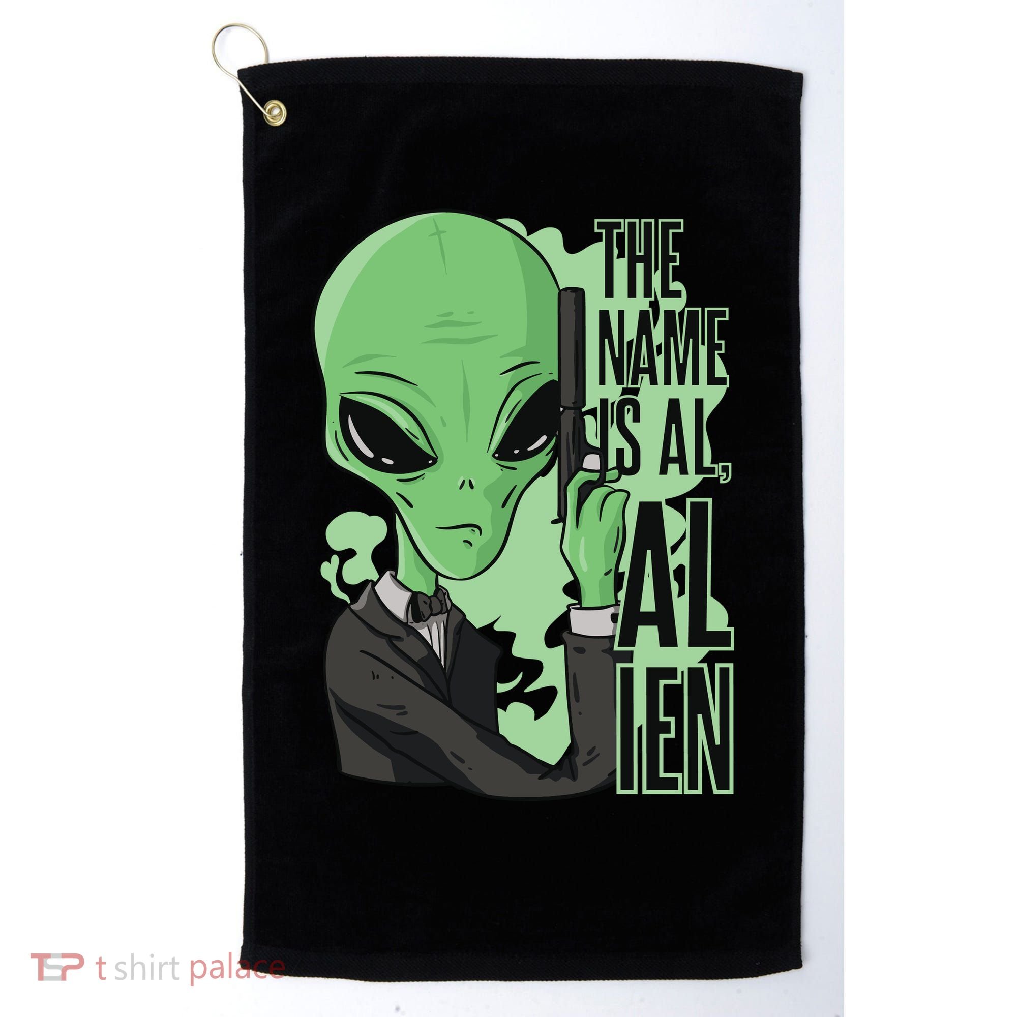 The Name Is Alien Funny Spy Cartoon Golf Towel