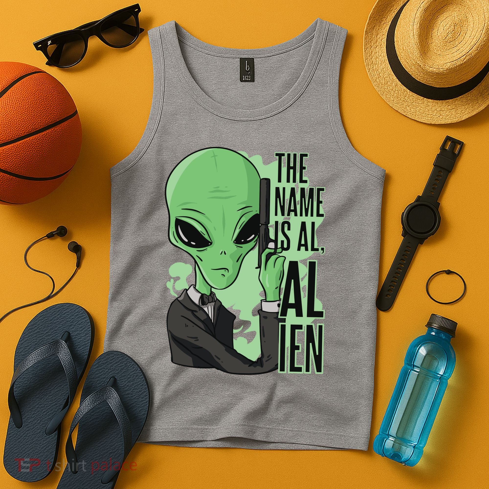 The Name Is Alien Funny Spy Cartoon Tank Top