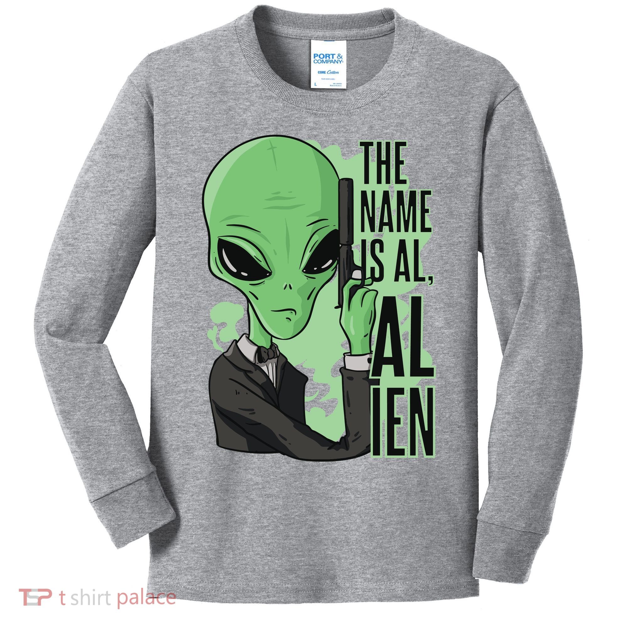 The Name Is Alien Funny Spy Cartoon Kids Long Sleeve Shirt