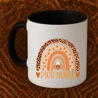 Turkey Nurse Leopard Thanksgiving Picu Nurse Rainbow Women Coffee Mug thumb 2
