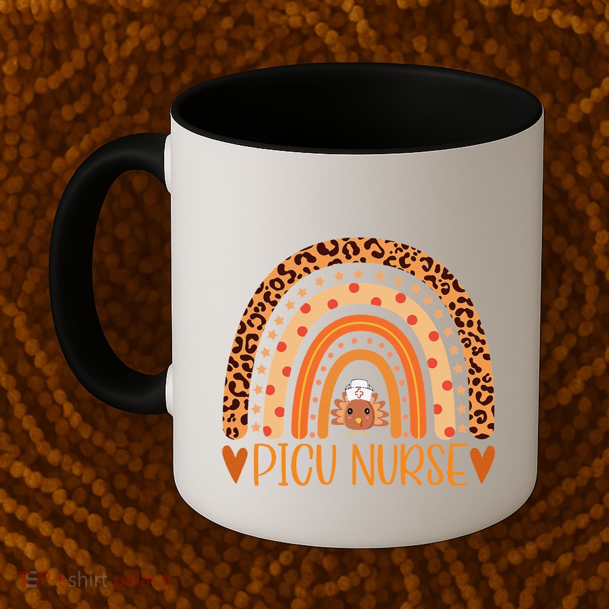 Turkey Nurse Leopard Thanksgiving Picu Nurse Rainbow Women Coffee Mug