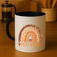 Turkey Nurse Leopard Thanksgiving Picu Nurse Rainbow Women Coffee Mug thumb 4