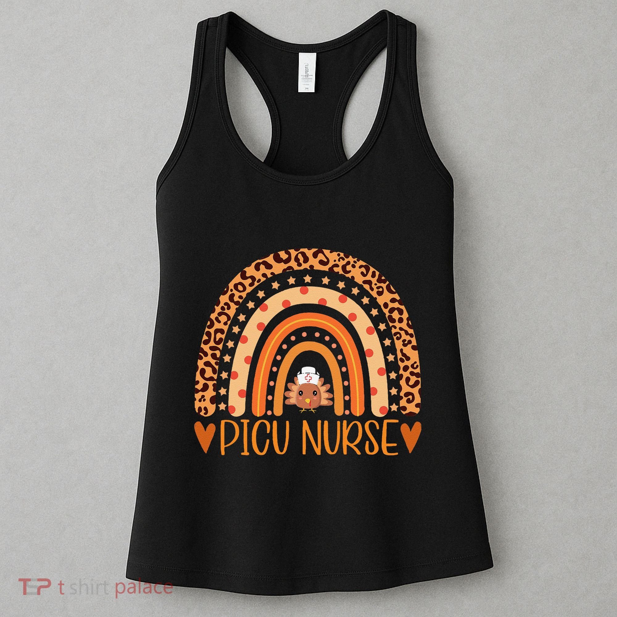 Turkey Nurse Leopard Thanksgiving Picu Nurse Rainbow Women Women's Tank Top