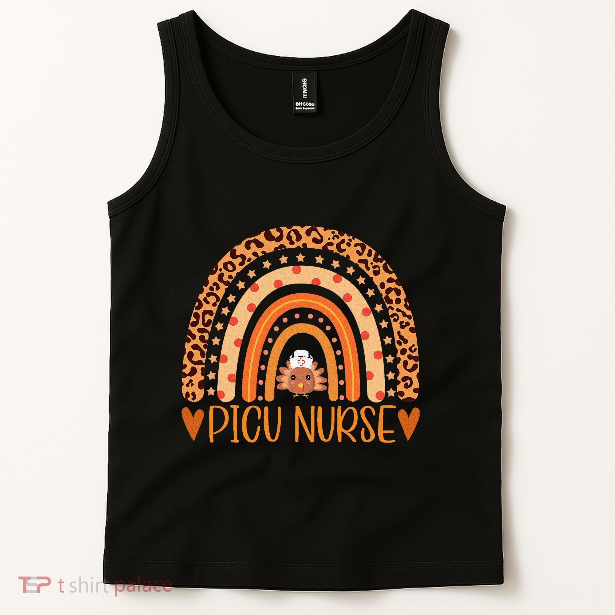 Turkey Nurse Leopard Thanksgiving Picu Nurse Rainbow Women Tank Top