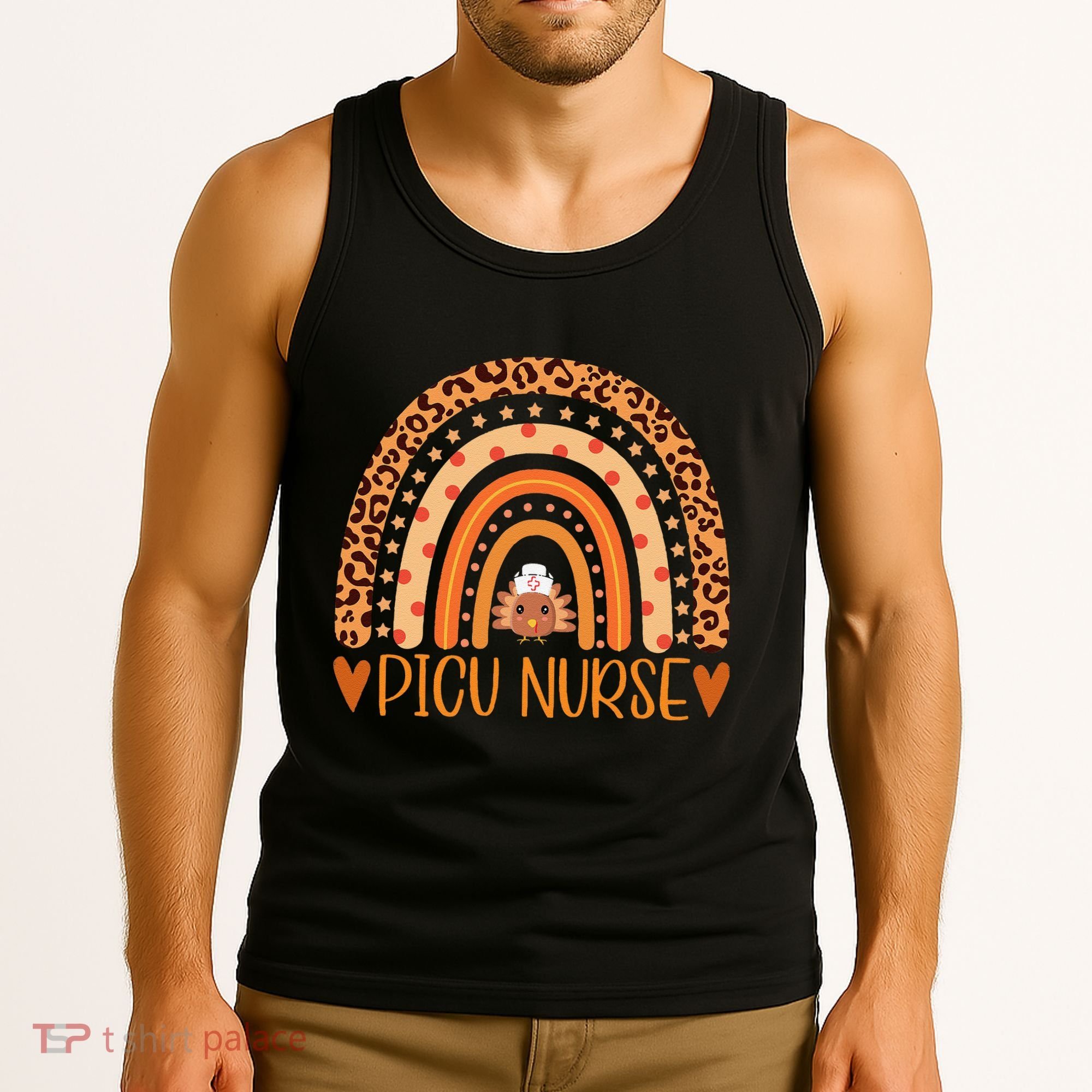Turkey Nurse Leopard Thanksgiving Picu Nurse Rainbow Women Tank Top