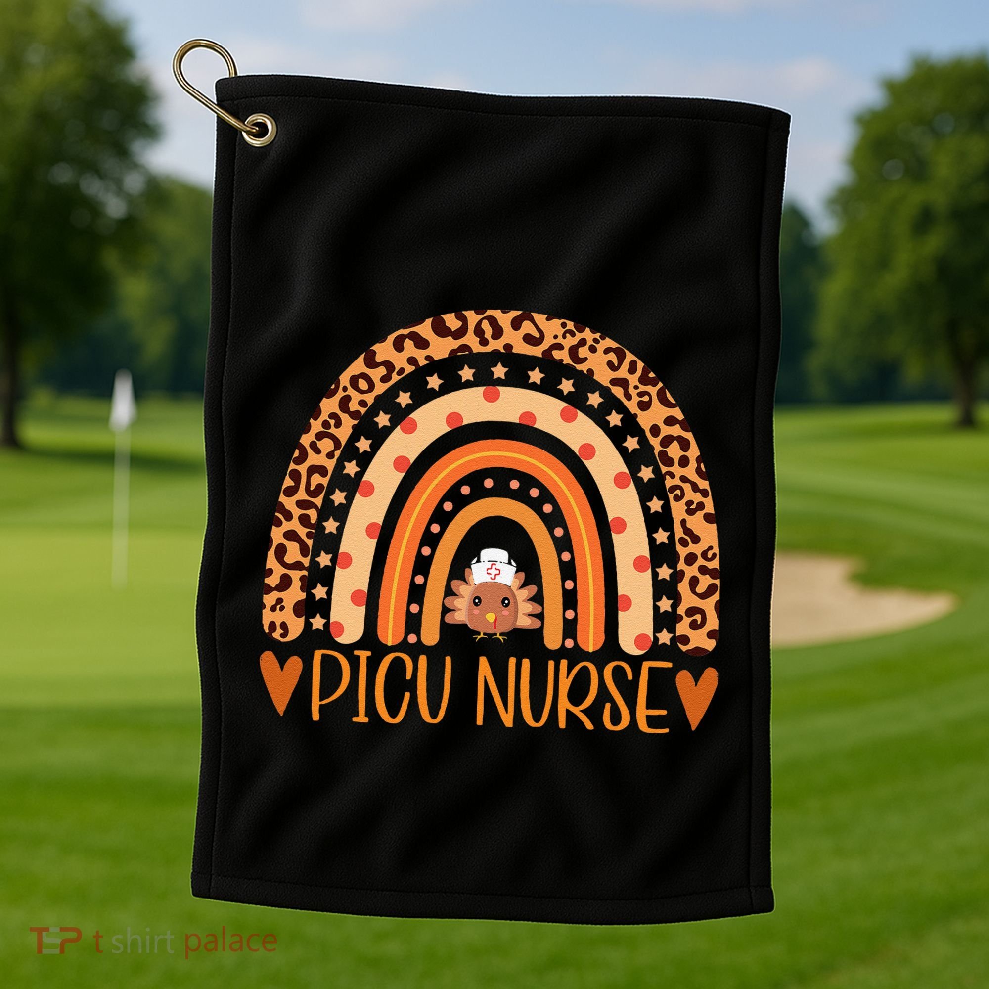 Turkey Nurse Leopard Thanksgiving Picu Nurse Rainbow Women Golf Towel