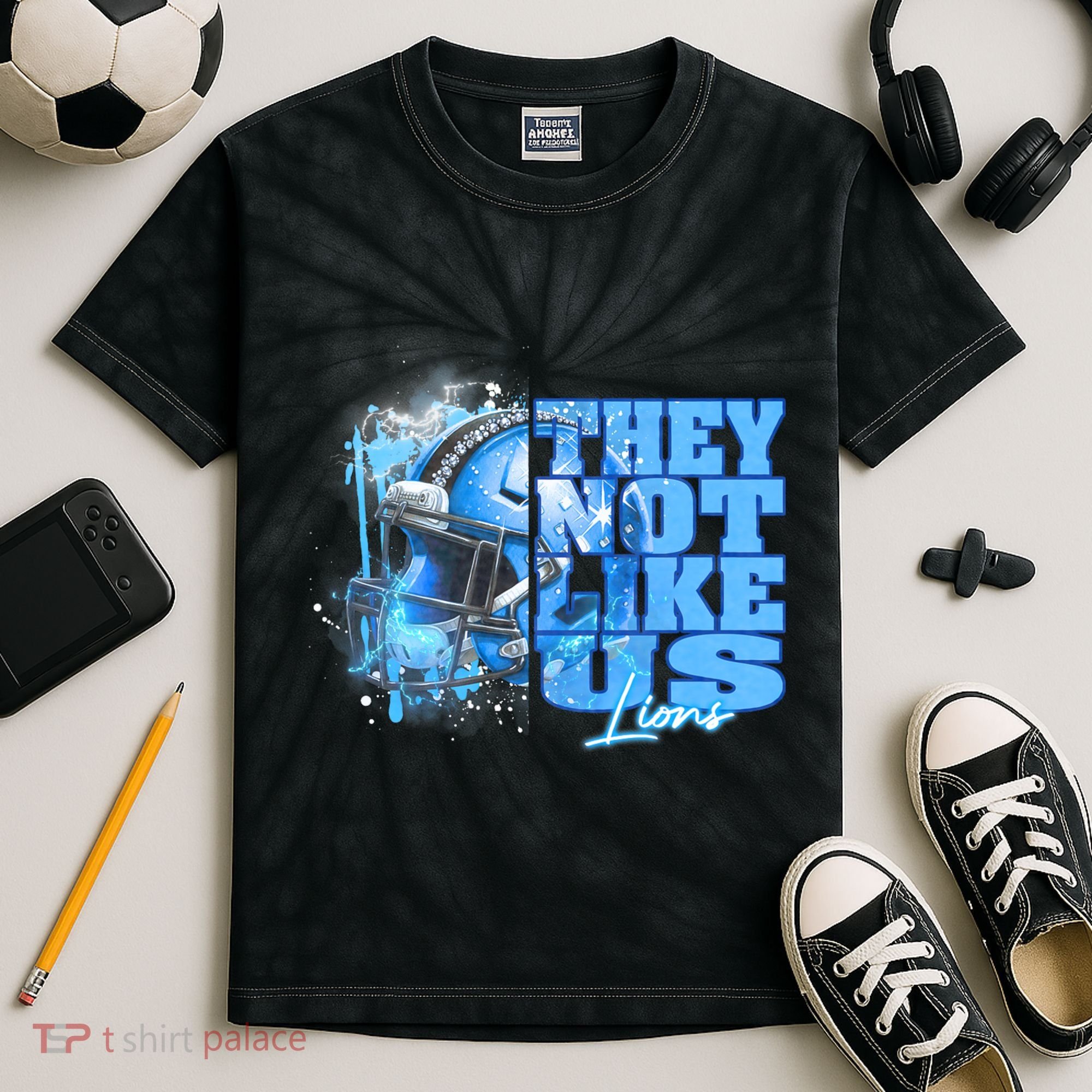 They Not Like Us Lions Grit Kids Tie-Dye T-Shirt